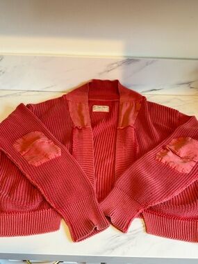 Free people orange coral knit cardigan